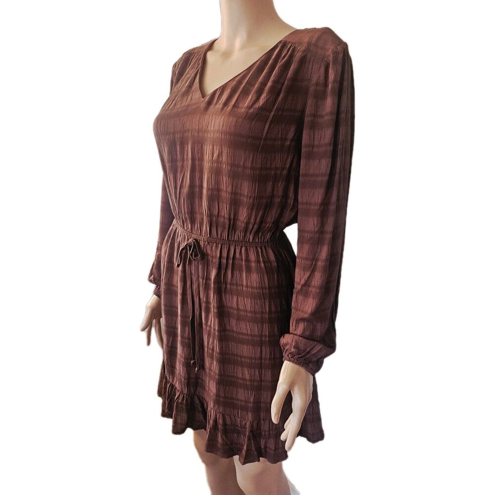 Lily Rose Brown Long Sleeve Ruffle Dress Size Medium NWT - Picture 6 of 8